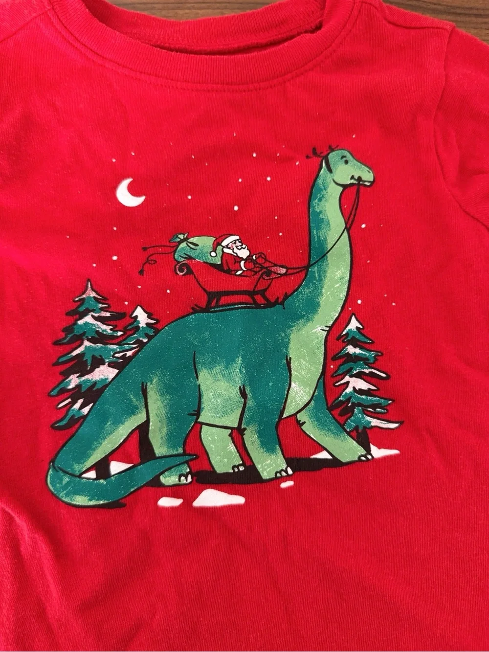 Old Navy Toddler Boy Long Sleeve Christmas Dinosaur Santa Shirt 2T 100% Cotton